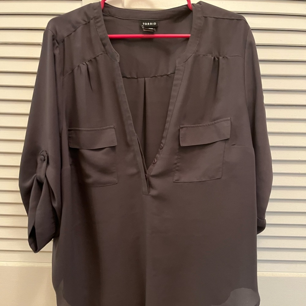 Gray Chiffon Top
